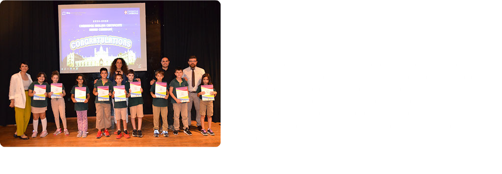 ﷯ Cambridge Exams Certificate Ceremony ﷯ Cambridge Sınavları Sertifika Töreni'nde öğrencilerimizin başarılarını kutlamaktan gurur duyuyoruz! Onların özverisinin, sıkı çalışmasının ve azminin karşılığını bulduğunu görmek bizi mutlu ediyor ve bugün bu önemli başarılarını onurlandırıyoruz. Sertifikalarını almaya hak kazanan tüm öğrencilerimizi tebrik ediyoruz ve bunun daha büyük başarıların sadece başlangıcı olduğunu biliyoruz!